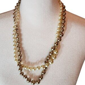 Faux Pearl Necklace J Crew Crewcuts Double-Strand Gold-Tone cream jewelry formal